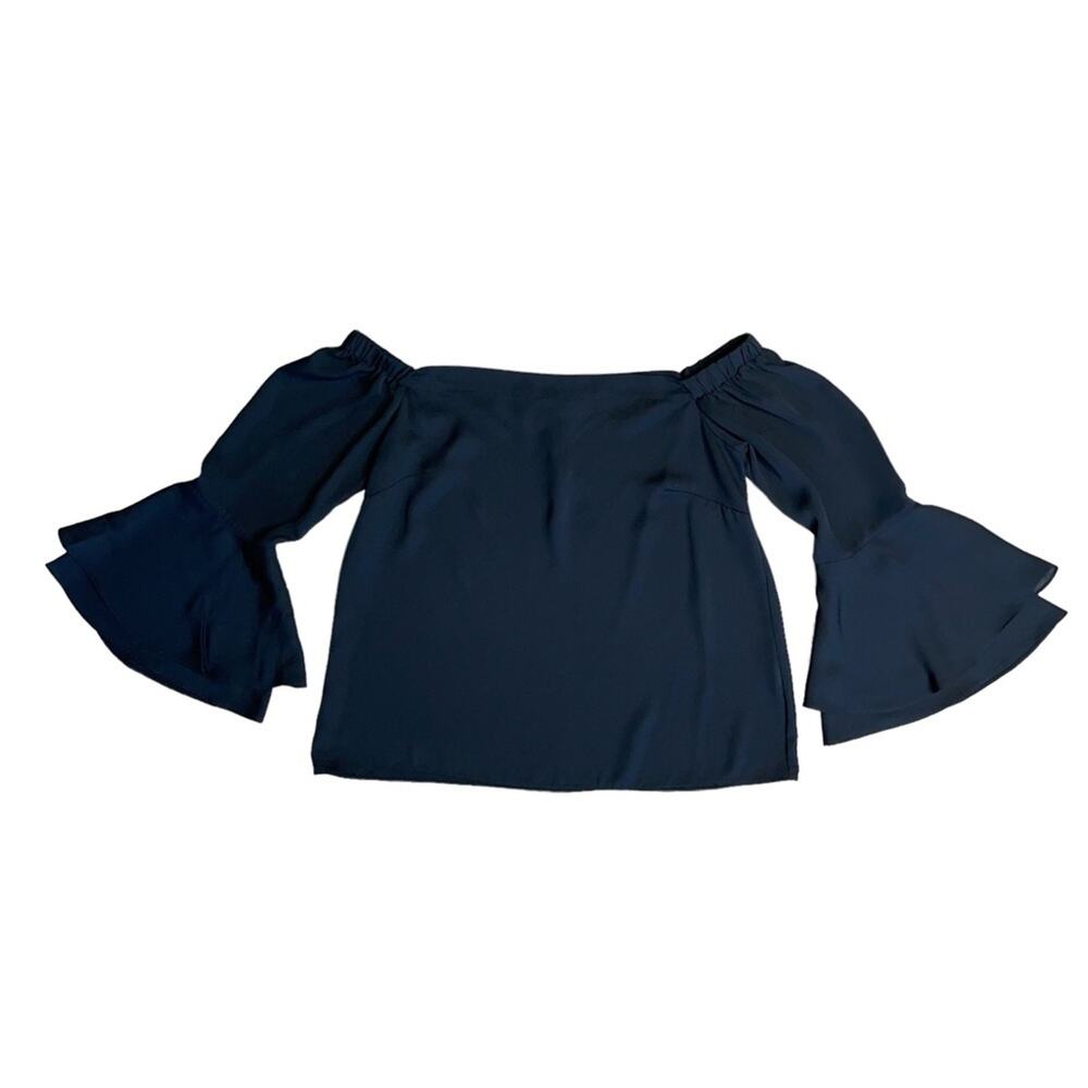 AMANDA UPRICHARD Black Off Shoulder Long Sleeve Blouse Women’s Size Small